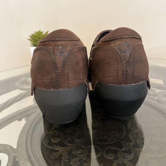 Merrell Luxe Espresso Clogs Heels Size 7 Brown Leather Western Mules J68680 - Picture 7 of 12